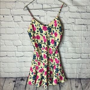 Victoria's Secret Floral Chemise - Pink and Blue on Cream